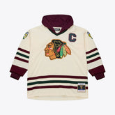 Chicago Blackhawks Mitchell & Ness x Just Don Jersey Hoodie Cream