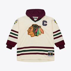 Chicago Blackhawks Mitchell & Ness x Just Don Jersey Hoodie Cream