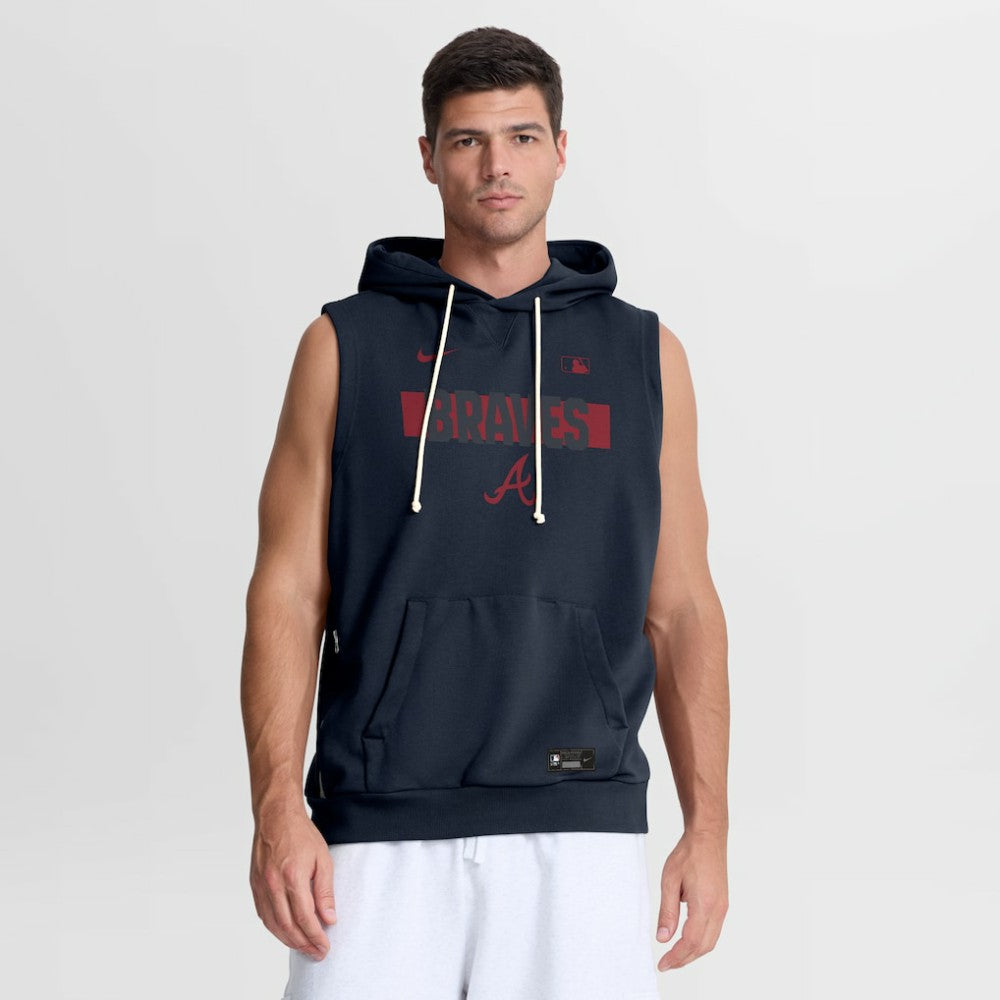 Atlanta Braves Authentic Collection Standard Issue Dri-FIT Sleeveless Hoodie Navy | Nike
