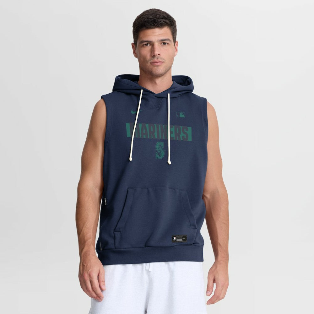 Seattle Mariners Authentic Collection Standard Issue Dri-FIT Sleeveless Hoodie Navy | Nike