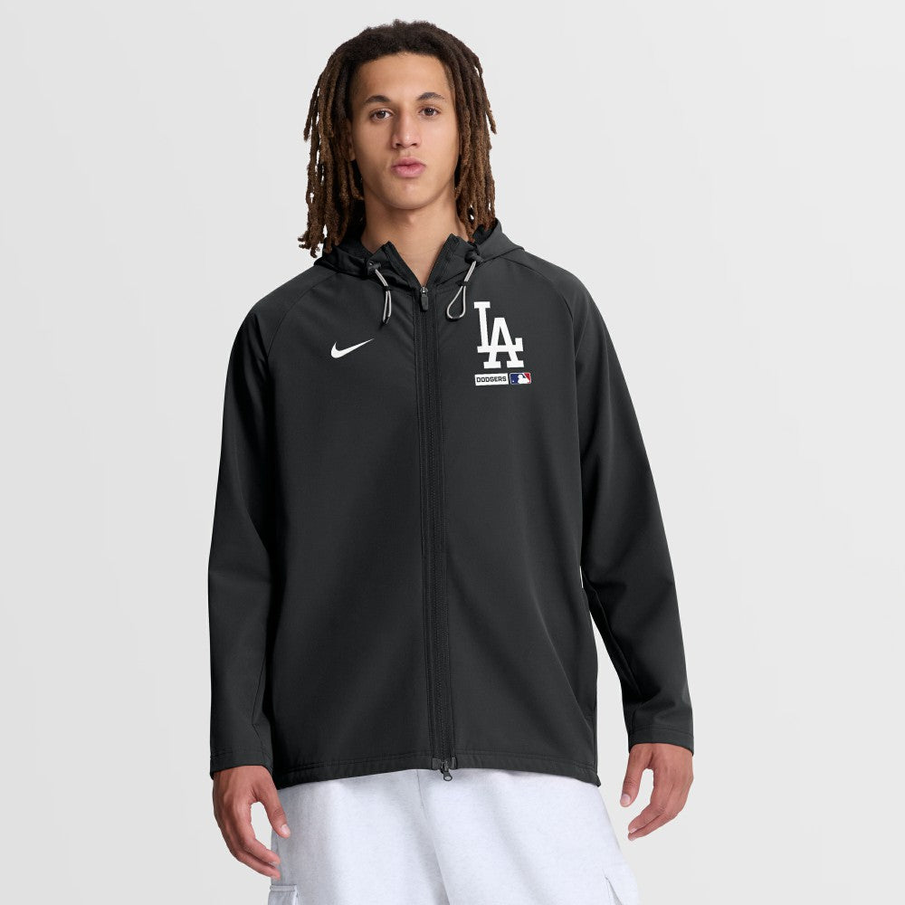 Los Angeles Dodgers Authentic Collection Raglan Therma-FIT Full-Zip Hooded Jacket Black | Nike