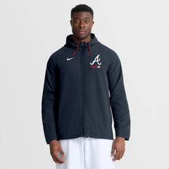 Atlanta Braves Authentic Collection Raglan Therma-FIT Full-Zip Hooded Jacket Blue | Nike