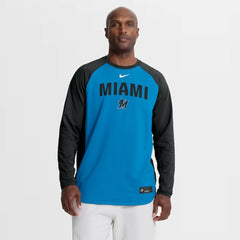 Miami Marlins Authentic Collection Raglan Dri-FIT Sweatshirt Blue | Nike