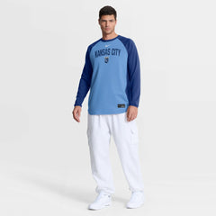 Kansas City Royals Authentic Collection Raglan Dri-FIT Sweatshirt Light Blue | Nike