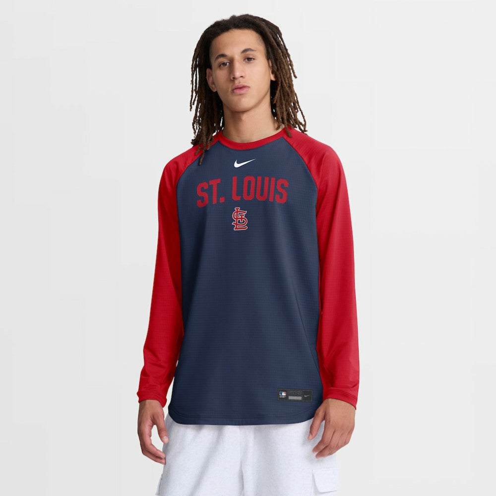 St. Louis Cardinals Authentic Collection Raglan Dri-FIT Sweatshirt Navy | Nike