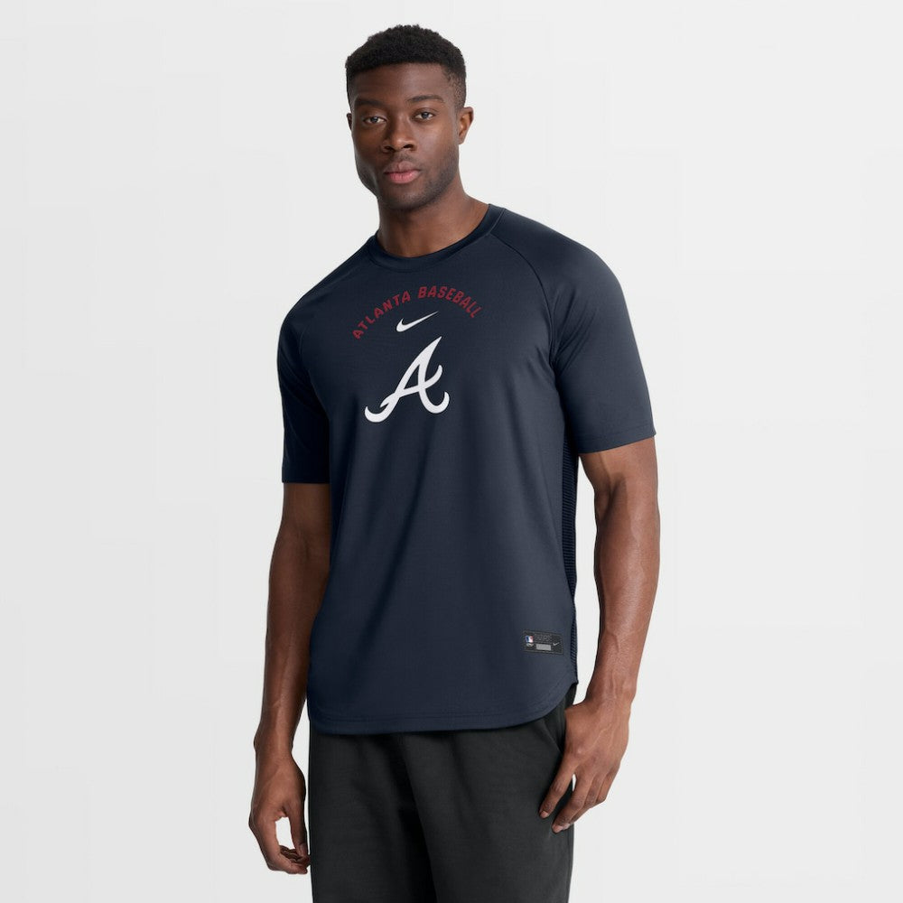 Atlanta Braves Authentic Collection Batting Practice Pre-Game Raglan Dri-FIT Top Blue | Nike