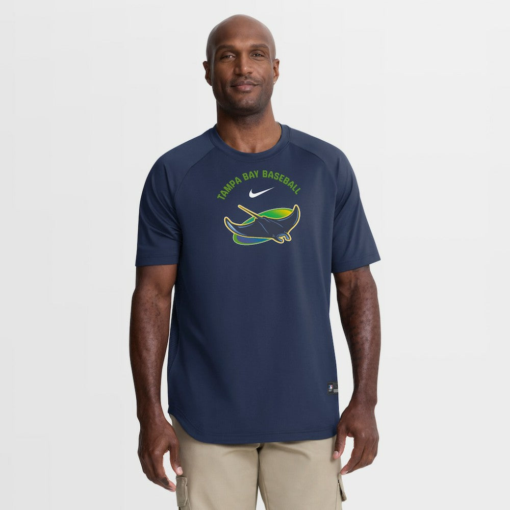 Tampa Bay Rays Authentic Collection Batting Practice Pre-Game Raglan Dri-FIT Top Navy | Nike