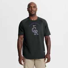 Colorado Rockies Authentic Collection Batting Practice Pre-Game Raglan Dri-FIT Top Black | Nike