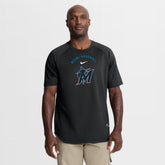 Miami Marlins Authentic Collection Batting Practice Pre-Game Raglan Dri-FIT Top Black | Nike