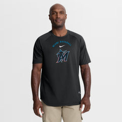 Miami Marlins Authentic Collection Batting Practice Pre-Game Raglan Dri-FIT Top Black | Nike