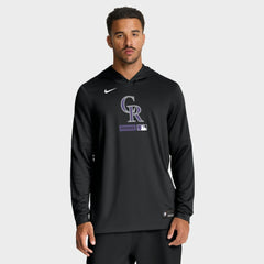 Colorado Rockies Authentic Collection Dri-FIT Long Sleeve Hooded T-Shirt Black | Nike