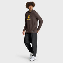 San Diego Padres Authentic Collection Dri-FIT Long Sleeve Hooded T-Shirt Brown | Nike