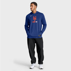 New York Mets Authentic Collection Dri-FIT Long Sleeve Hooded T-Shirt Royal | Nike