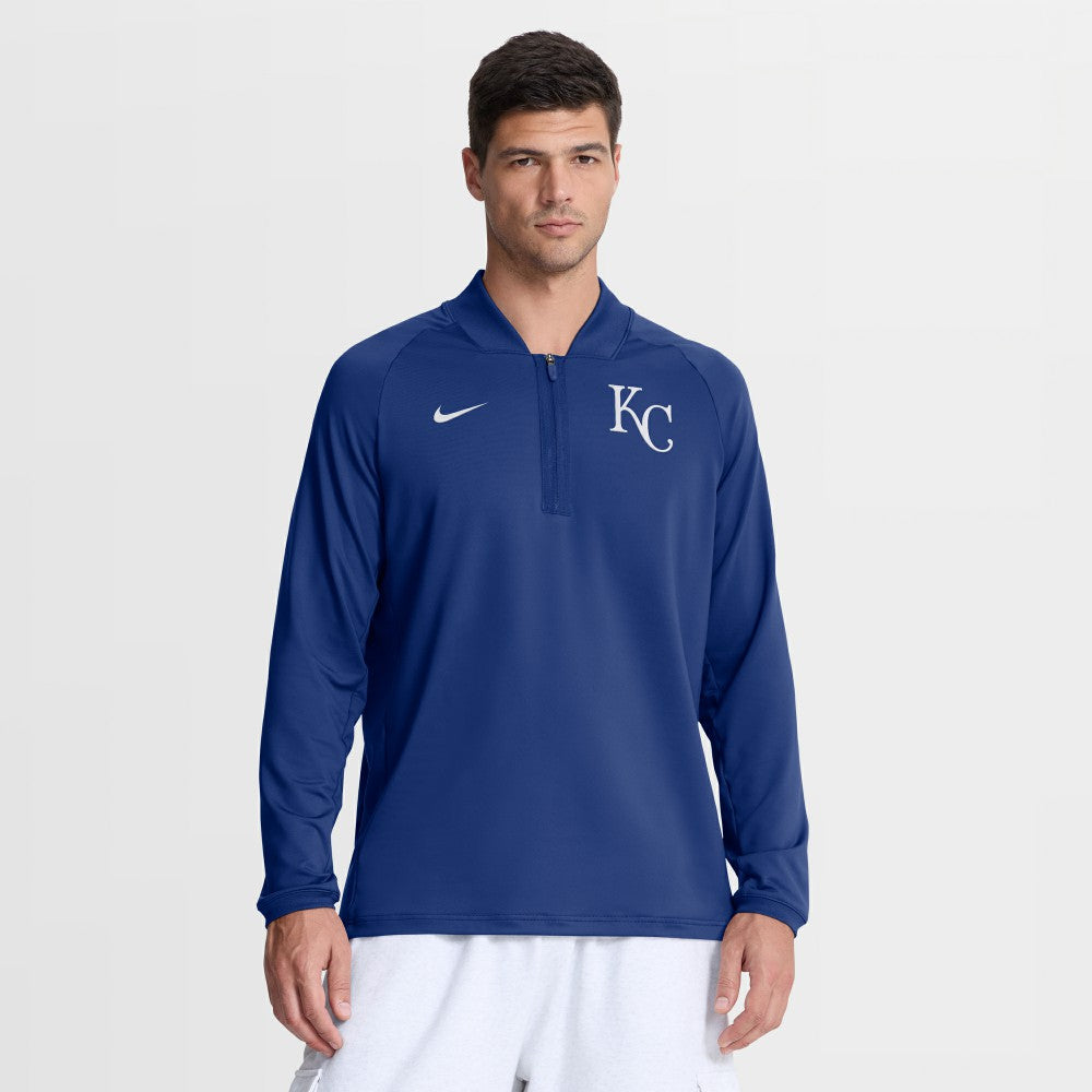 Kansas City Royals Authentic Collection Dri-FIT Raglan Half-Zip Pullover Royal | Nike