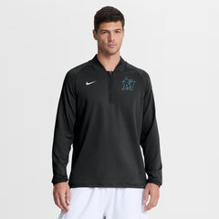 Miami Marlins Authentic Collection Dri-FIT Raglan Half-Zip Pullover Black | Nike