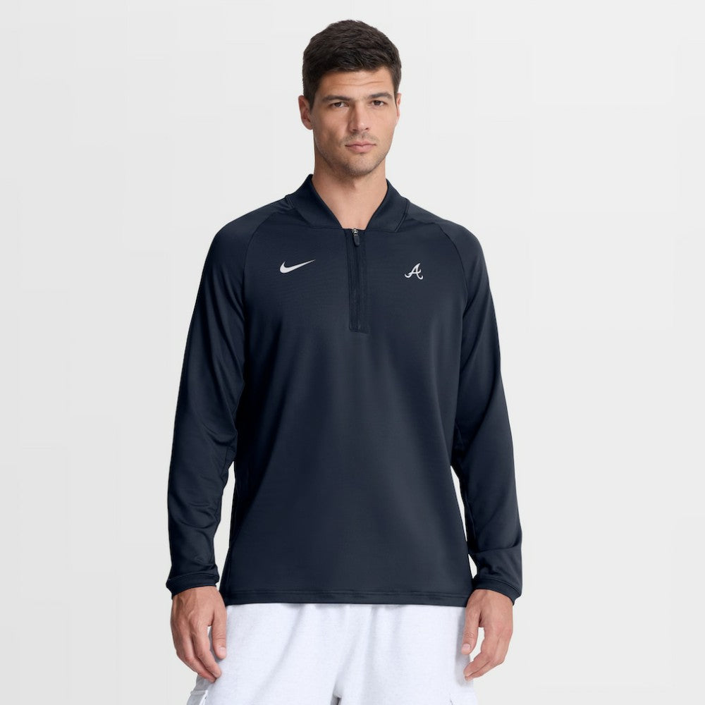 Atlanta Braves Authentic Collection Dri-FIT Raglan Half-Zip Pullover Navy | Nike