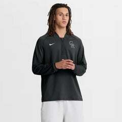 Colorado Rockies Authentic Collection Dri-FIT Raglan Half-Zip Pullover Black | Nike