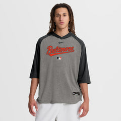 Baltimore Orioles Authentic Collection Flux Dri-FIT Raglan 3/4-Sleeve Hooded T-Shirt Gray | Nike
