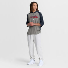 Atlanta Braves Authentic Collection Flux Dri-FIT Raglan 3/4-Sleeve Hooded T-Shirt Gray | Nike