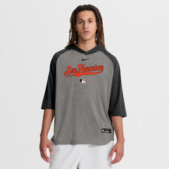 San Francisco Giants Authentic Collection Flux Dri-FIT Raglan 3/4-Sleeve Hooded T-Shirt Gray | Nike