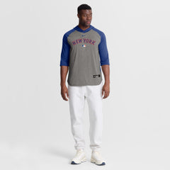 New York Mets Authentic Collection Flux Dri-FIT Raglan 3/4-Sleeve Hooded T-Shirt Gray | Nike