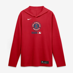 Los Angeles Angels City Connect Dri-FIT Long Sleeve Hooded T-Shirt Red | Nike