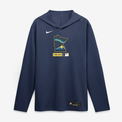 Minnesota Twins City Connect Dri-FIT Long Sleeve Hooded T-Shirt Navy | Nike