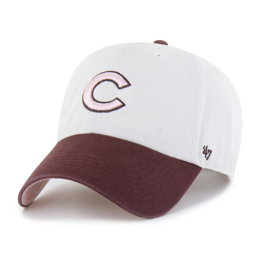 Chicago Cubs Unisex Love Letter Clean Up Adjustable Hat Stone/Burgundy | 47 brand