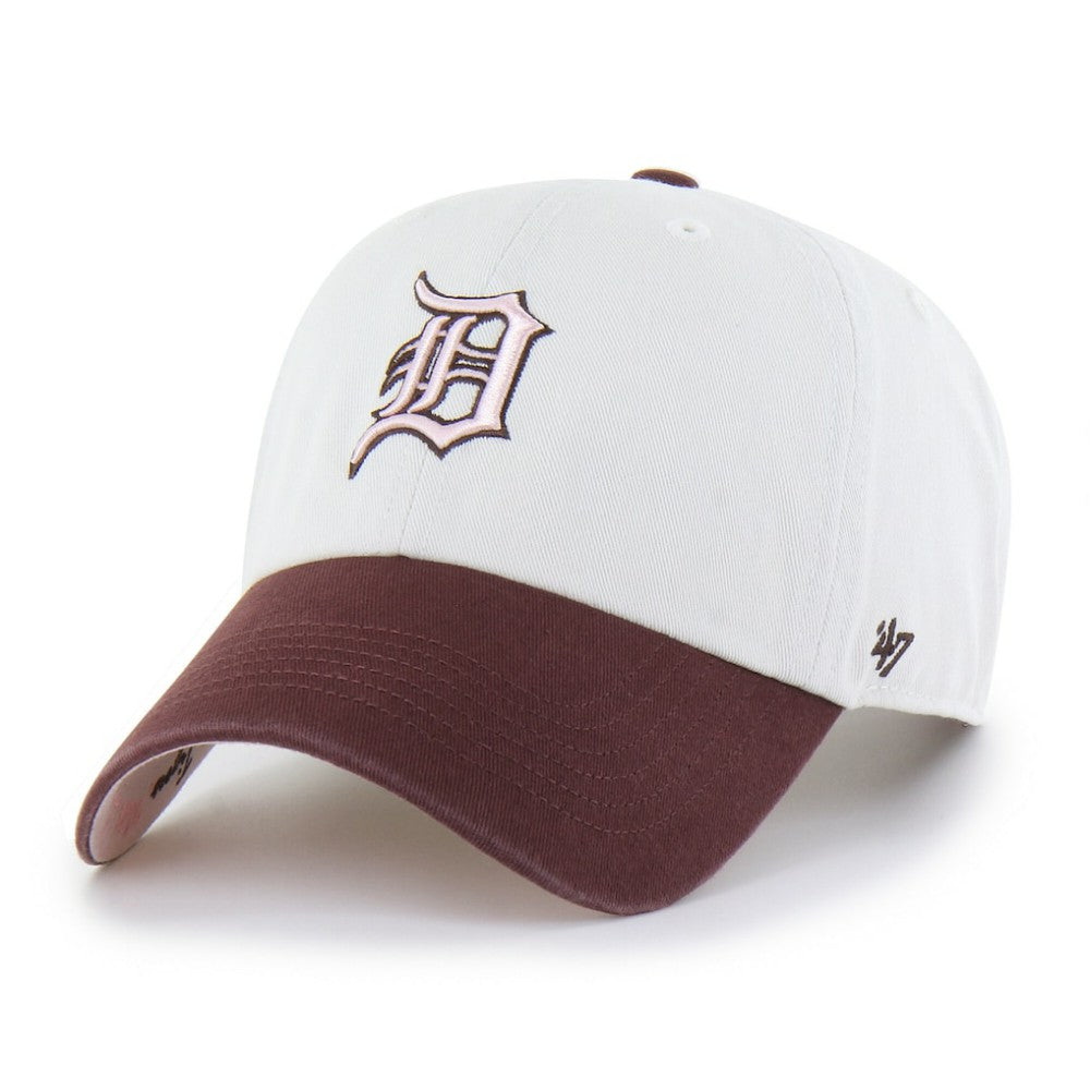 Detroit Tigers Unisex Love Letter Clean Up Adjustable Hat Stone/Burgundy | 47 brand