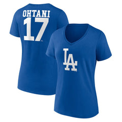 Shohei Ohtani Los Angeles Dodgers Women's Player Name & Number V-Neck T-Shirt Royal