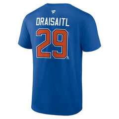 Leon Draisaitl Edmonton Oilers Fanatics Authentic Stack Name & Number T-Shirt Royal