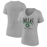 Dallas Stars Women's Retro Script V-Neck T-Shirt Gray