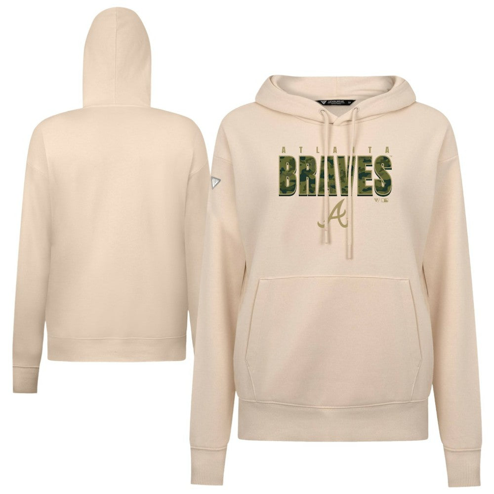 Atlanta Braves Levelwear Women's Adorn Protect W Pullover Hoodie Khaki