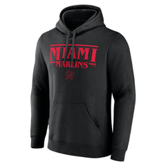 Miami Marlins Stranger Things Logo Lockup Pullover Hoodie Black