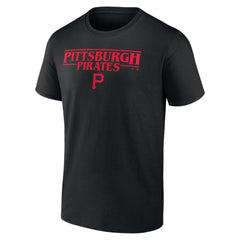 Pittsburgh Pirates Stranger Things Logo Lockup T-Shirt Black