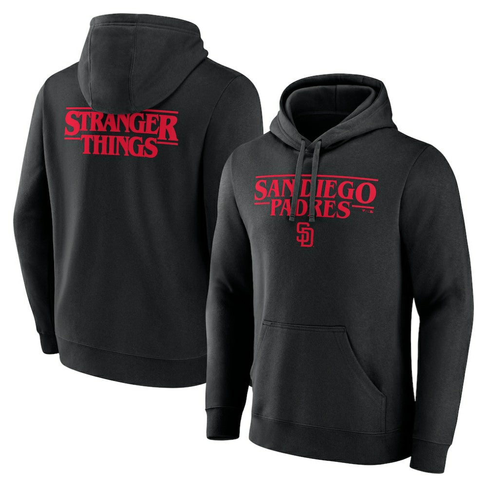 San Diego Padres Stranger Things Logo Lockup Pullover Hoodie Black