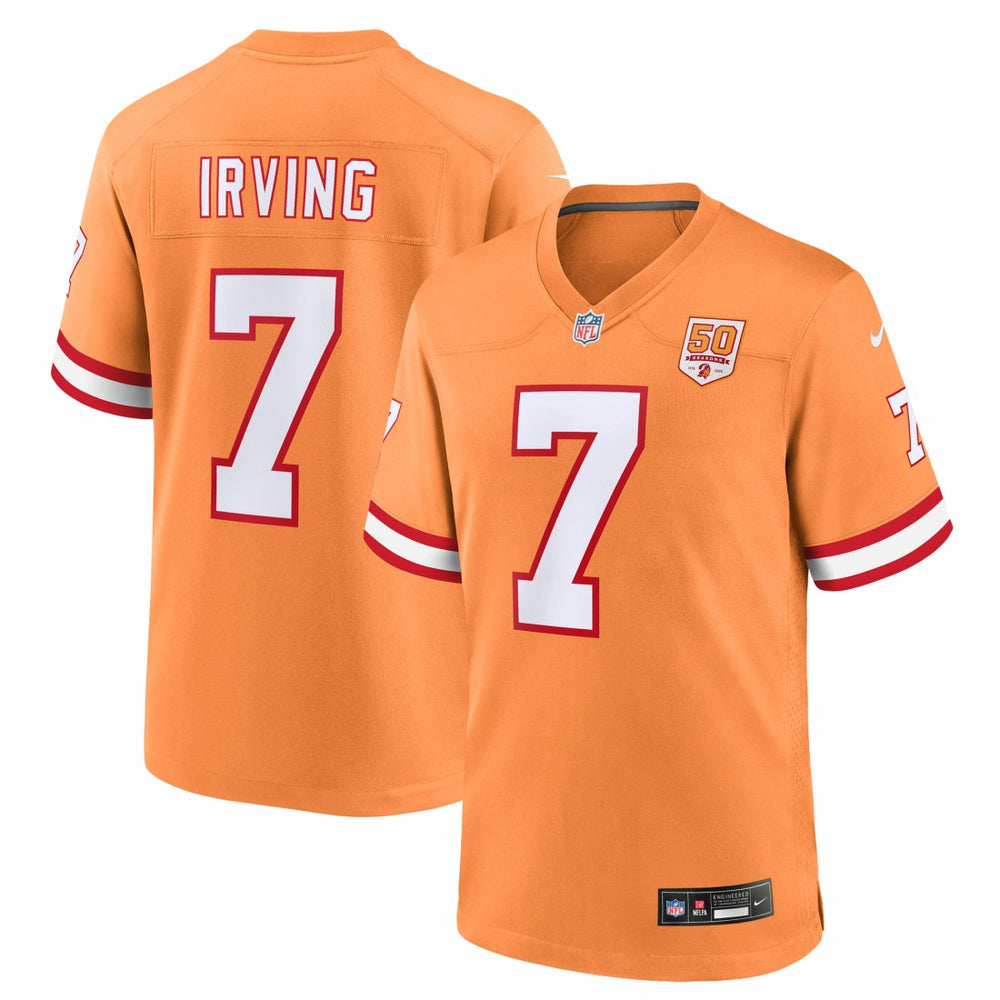 Bucky Irving Tampa Bay Buccaneers 50th Season Game Jersey - Creamsicle