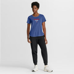 Chicago Cubs Women's Arched Tri-Blend T-Shirt Heather Royal | Nike