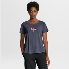 Minnesota Twins Women's Arched Tri-Blend T-Shirt Heather Navy | Nike