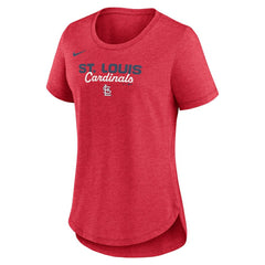St. Louis Cardinals Women's Arched Tri-Blend T-Shirt Heather Red | Nike