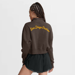 San Diego Padres Women's Primetime Phoenix Fleece Half-Zip Sweatshirt Brown | Nike