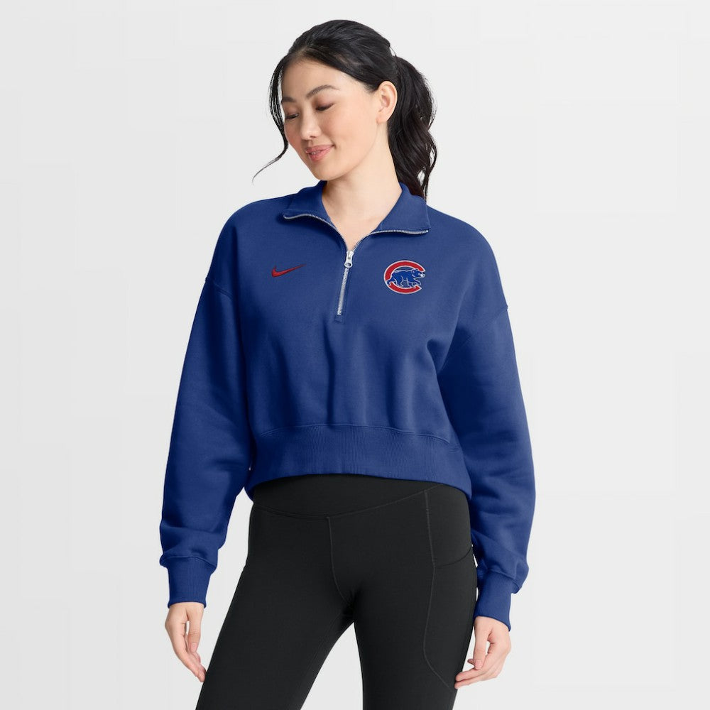 Chicago Cubs Women's Primetime Phoenix Fleece Half-Zip Sweatshirt Royal | Nike