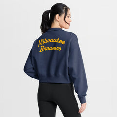 Milwaukee Brewers Women's Primetime Phoenix Fleece Half-Zip Sweatshirt Navy | Nike