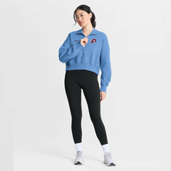 Philadelphia Phillies Women's Primetime Phoenix Fleece Half-Zip Sweatshirt Light Blue | Nike
