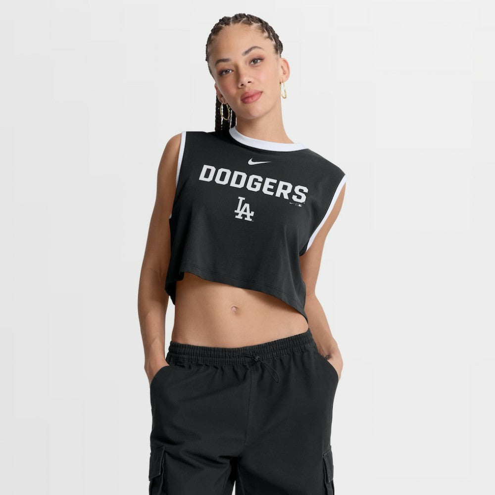 Los Angeles Dodgers Women's Primetime Loose Dri-FIT Cropped Tank Top Black | Nike