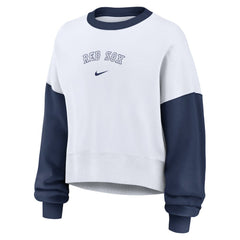 Boston Red Sox Women's Oversized High Hip Fleece Sweatshirt White/Navy | Nike