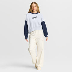 Detroit Tigers Women's Oversized High Hip Fleece Sweatshirt White/Navy | Nike