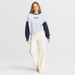 Cleveland Guardians Women's Oversized High Hip Fleece Sweatshirt White/Navy | Nike