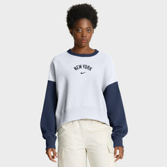 New York Yankees Women's Oversized High Hip Fleece Sweatshirt White/Navy | Nike