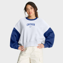 Chicago Cubs Women's Oversized High Hip Fleece Sweatshirt White/Royal | Nike